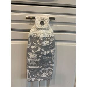 Crochet Top Kitchen Towel-Coffee-blue towel